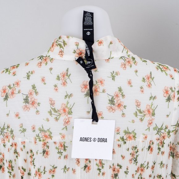 NWT Blush Poppy Pleated Poet-Sleeve Swing Top - M - Picture 7 of 8